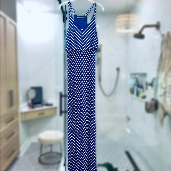 Entro Dresses | Blue and White Chevron Maxi Dress | Color: Blue/White | Size: S | Its_A_Kim_Thing's Closet